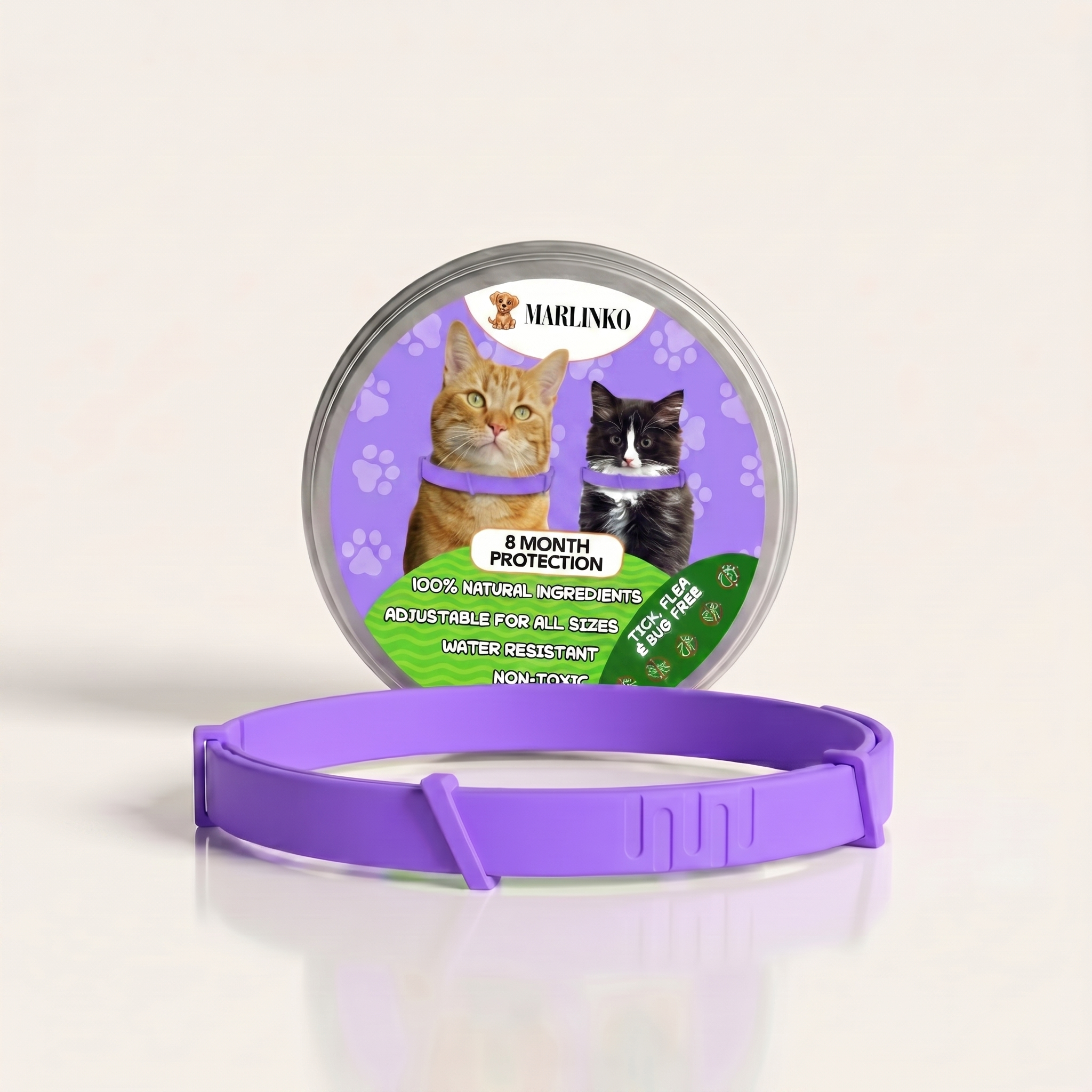 Marlinko Pets™ - All Natural Calming Cat Collar (8 Months Tick & Flea Free)